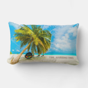 Coussin Rectangle Plage aux Maldives nom personnalisé jeter des orei