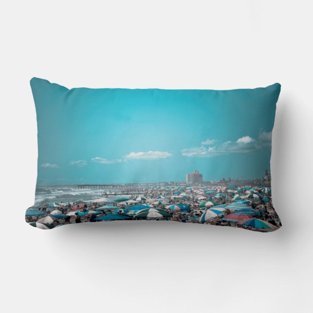 Coussin Rectangle Plage Bleue Côtière (Recto)