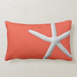 Coussin Rectangle Plage côtière de corail foncé Tropical White Starf