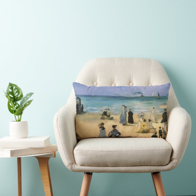 Coussin Rectangle Plage de Boulogne par Edouard Manet, Art ancien (Chaise)