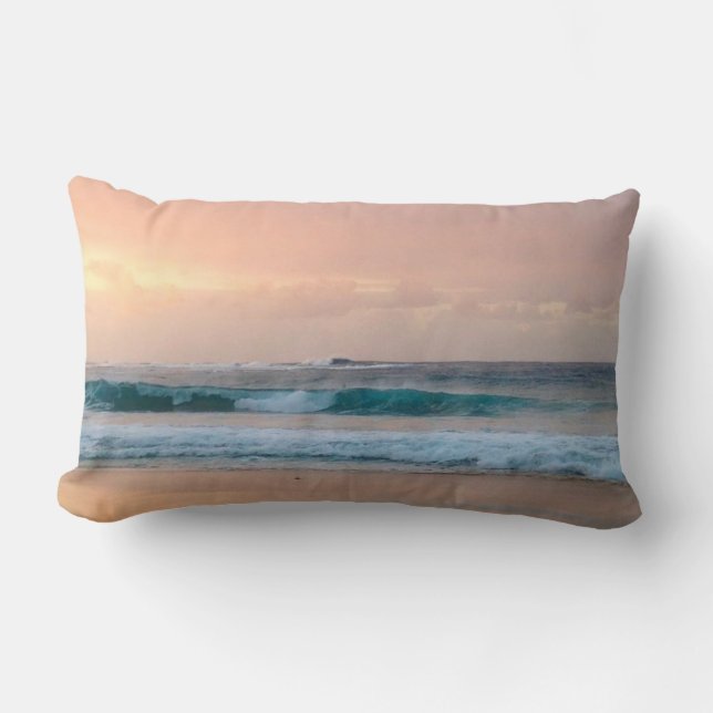 Coussin Rectangle Plage de coucher de soleil et océan  (Recto)