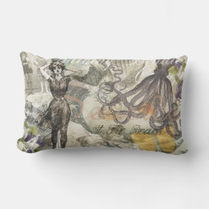 Coussin Rectangle Plage de la Pieuvre Antique Steampunk Côté