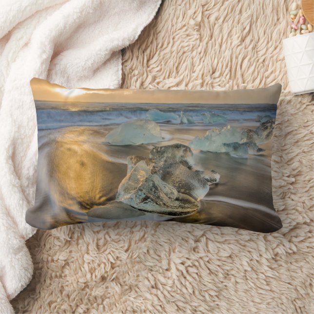 Coussin Rectangle Plage de sable noir | Jokulsarlon sud de l'Islande (Couverture)