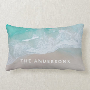 Coussin Rectangle plage de sable tropical océan vagues ensoleillées