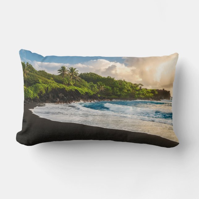 Coussin Rectangle Plage de Waianapanapa (Recto)