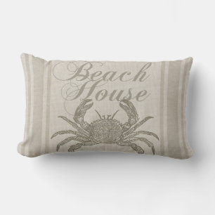 Coussin Rectangle Plage Maison Crabe Plage Côte Vintage côtière