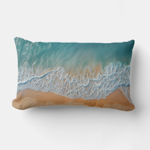 Coussin Rectangle Plage Océanique Vue D'En Haut Vagues de Mer Turquo