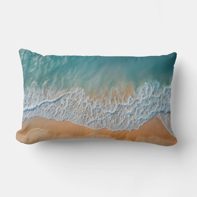Coussin Rectangle Plage Océanique Vue D'En Haut Vagues de Mer Turquo (Recto)