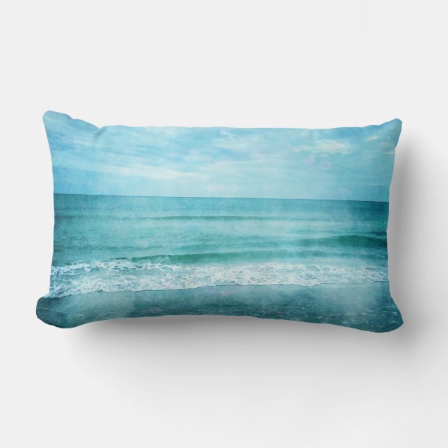 Coussin Rectangle Plage Retro - Océan côtier Couleur d'eau bleue Tur (Recto)