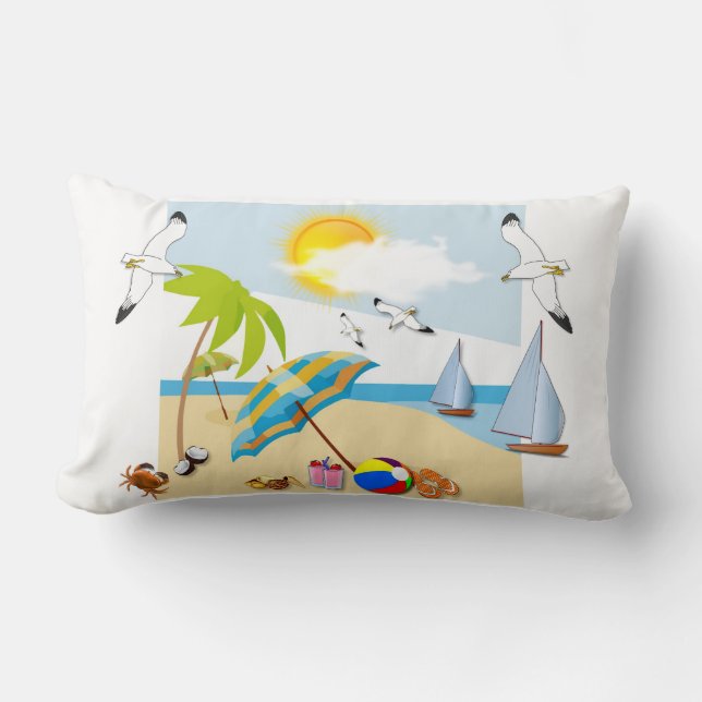 Coussin Rectangle Plage tropicale (Recto)