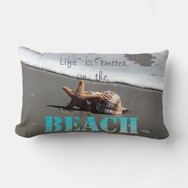 Coussin Rectangle Plage tropicale,étoile de mer,coquillage (Recto)