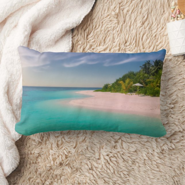 Coussin Rectangle Plage tropicale océanique aquamarine pittoresque (Couverture)