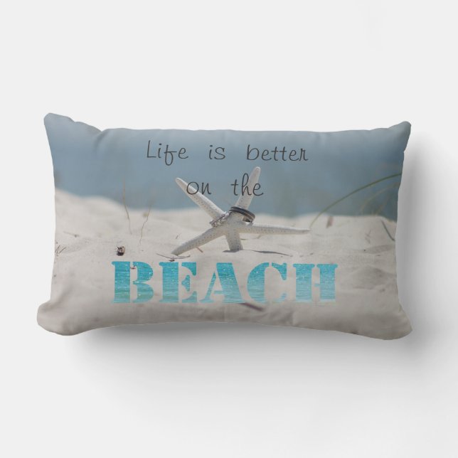 Coussin Rectangle Plage tropicale,Sable ,Étoile de mer,Anneaux de ma (Recto)