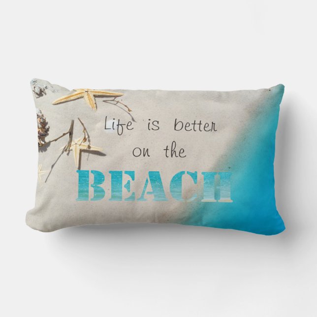 Coussin Rectangle Plage tropicale,Sable,Etoile de mer,Coquillage (Recto)