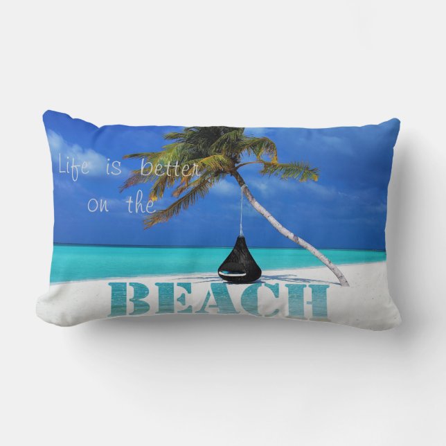 Coussin Rectangle Plage tropicale, Sable, Palm (Recto)