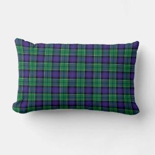 Coussin Rectangle Plaid bleu et vert lumineux d'écossais de clan de