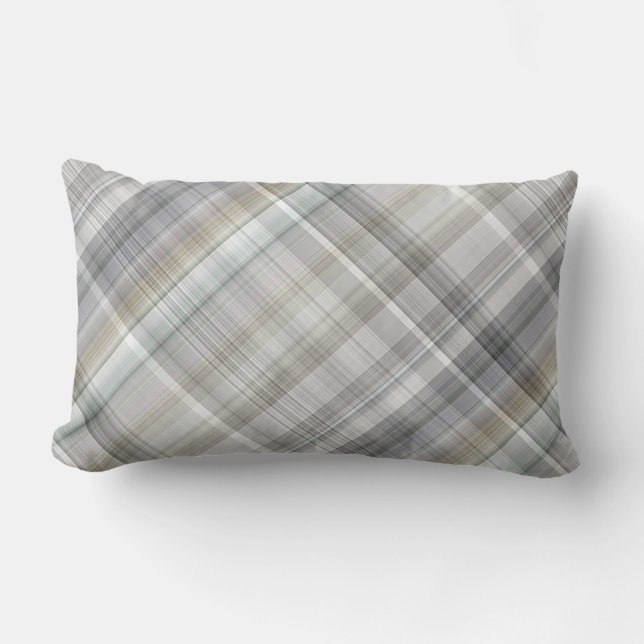 Coussin Rectangle Plaid Bleu/Gris/Tan (Recto)