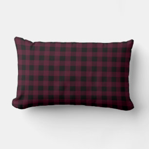 Coussin Rectangle Plaid Buffalo   Noir et rouge