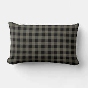 Coussin Rectangle Plaid Buffalo   Vert olive et noir