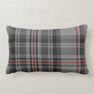 Coussin Rectangle Plaid de tartan géant rouge noir gris de Taupe