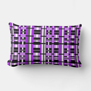 Coussin Rectangle Plaid en violet, noir et gris