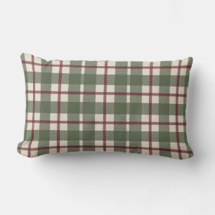 Coussin Rectangle Plaid Heritage Rayé Vichy Vert de mousse Campagne