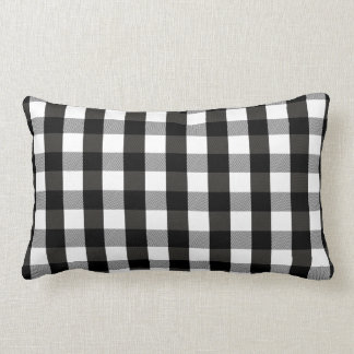 Coussin Rectangle Plaid noir et blanc de bûcheron