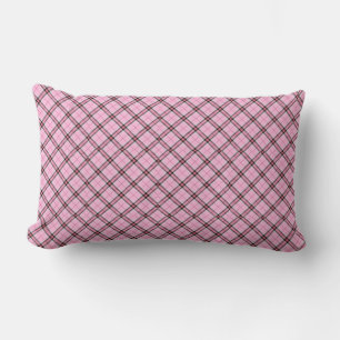 Coussin Rectangle Plaid rose et noir
