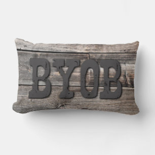 Coussin Rectangle planches de bois patinées BYOB en détresse