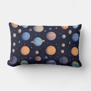Coussin Rectangle Planètes et étoiles dans une vue à thème cosmique