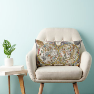 Coussin Rectangle Planisphère Céleste Vintage par Nicholas de Fer