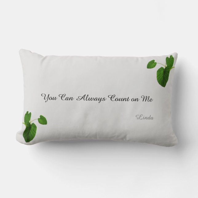 Coussin Rectangle Plantes tropicales et texte modifiable sur gris ar (Recto)