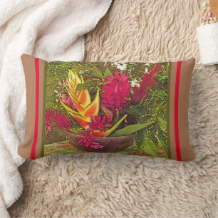 Coussin Rectangle Plantes tropicaux aux couleurs vives/Aloha