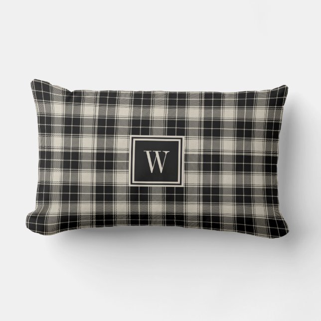 Coussin Rectangle Plaqué noir classique et blanc cassé avec Monogram (Recto)
