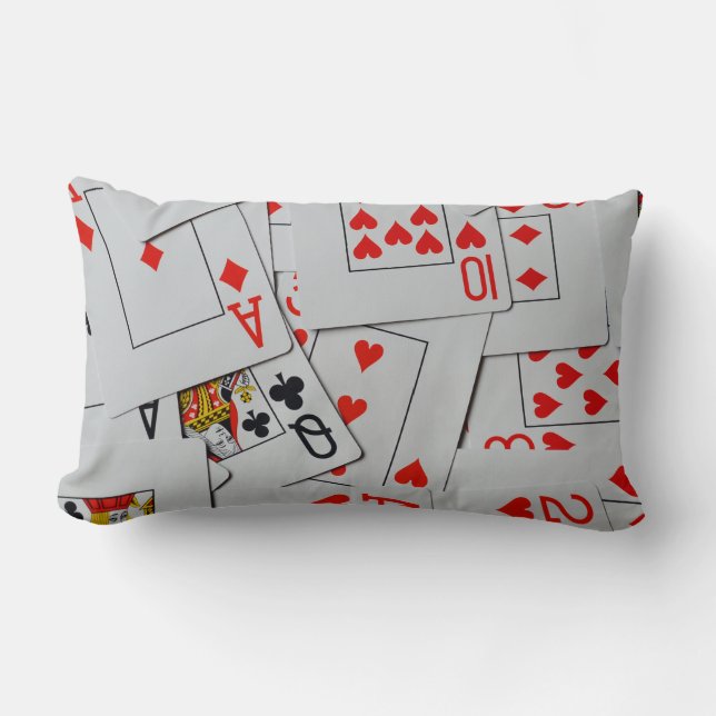 Coussin Rectangle Plateau De Cartes De Jeu Éparpillées, (Recto)