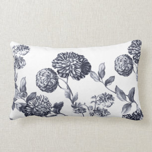 Coussin Rectangle Platine Toile floral botanique moderne gris
