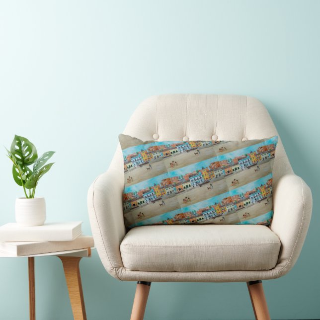 Coussin Rectangle Playa de la Malvarrosa Peinture par Alfred Fox (Chaise)