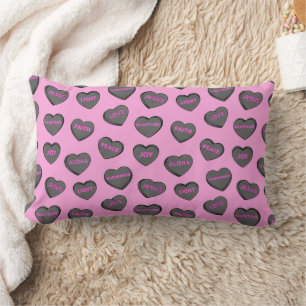 Coussin Rectangle Plein de coeur d'amour Motif rose noir
