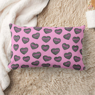 Coussin Rectangle Plein de coeur d'amour Motif rose noir