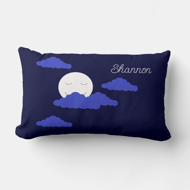 Coussin Rectangle Pleine Lune Souriante avec Nuages :  (Recto)