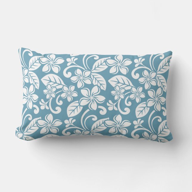 COUSSIN RECTANGLE ?PLUMÉRIE DE L'ÎLE (BLEU D'ESCLAT) (Recto)