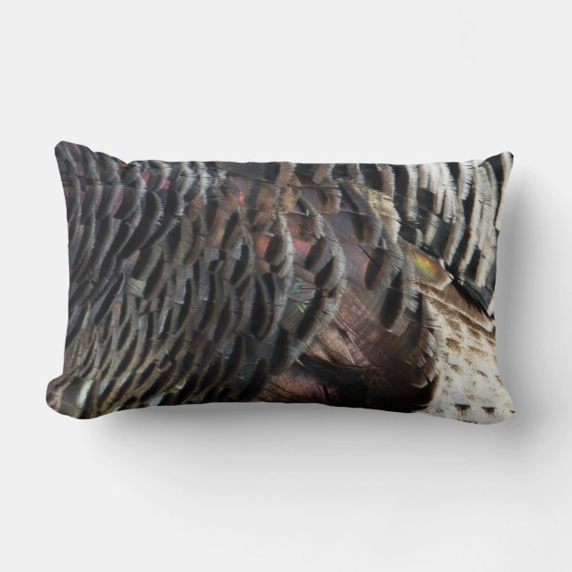 Coussin Rectangle Plumes de Dindon Sauvage I Design Abstrait de la N (Recto)