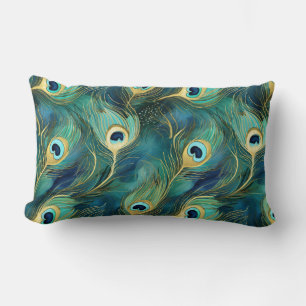 Coussin Rectangle Plumes de paon