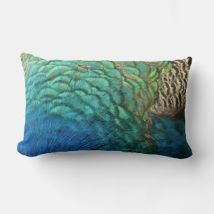 Coussin Rectangle Plumes de paon I Design de nature abstrait coloré