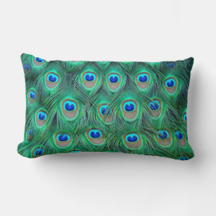 Coussin Rectangle Plumes de paon vibrantes