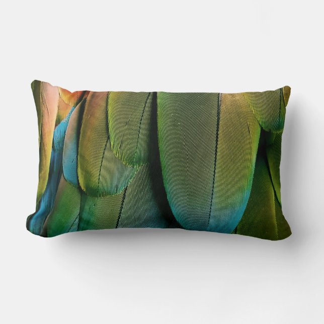 Coussin Rectangle Plumes vertes et bleues (Recto)