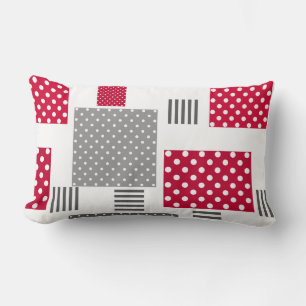 Coussin Rectangle Pneuka rouge gris patchwork sur arrière - plan bla
