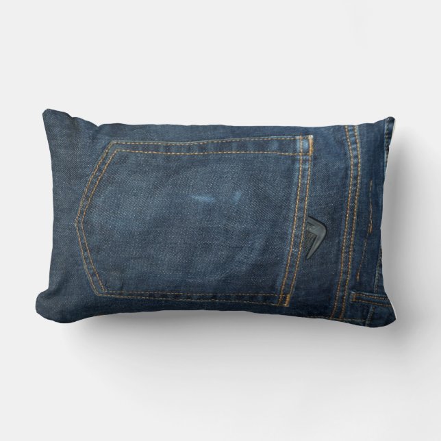 Coussin Rectangle Poche de denim de blues-jean (Recto)