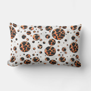 Coussin Rectangle Poche noire et orange Polka Imprimer