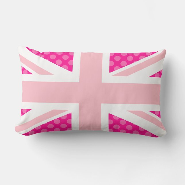 Coussin Rectangle Poche rose fille Union Jack (Recto)